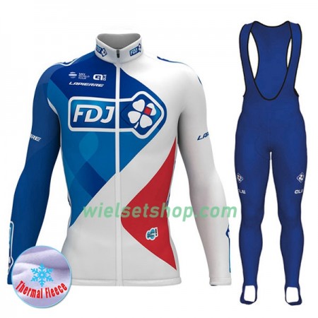 Fietskleding Dames (Fietsshirt Lange Mouw + Lange Koersbroek) 2017 FDJ N001 Winter Thermal Fleece
